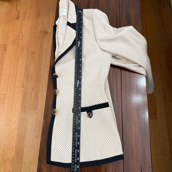 Escada Margaretha Ley Silk Wool Polka Dot Blazer Black Trim Old Money Chic EU 36 - Picture 14 of 17